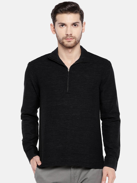Cottonworld (Men Black Solid Pullover Sweatshirt)